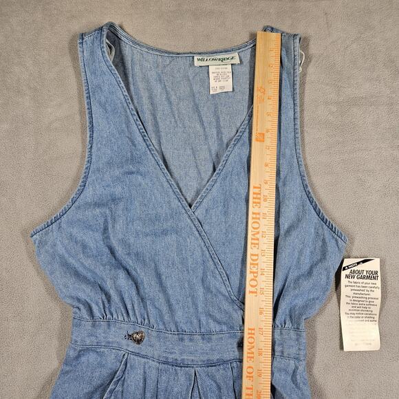 Vintage Willow Ridge Denim Dress Womens 14 Maxi Cottagecore Western 90s Prairie - Picture 12 of 14